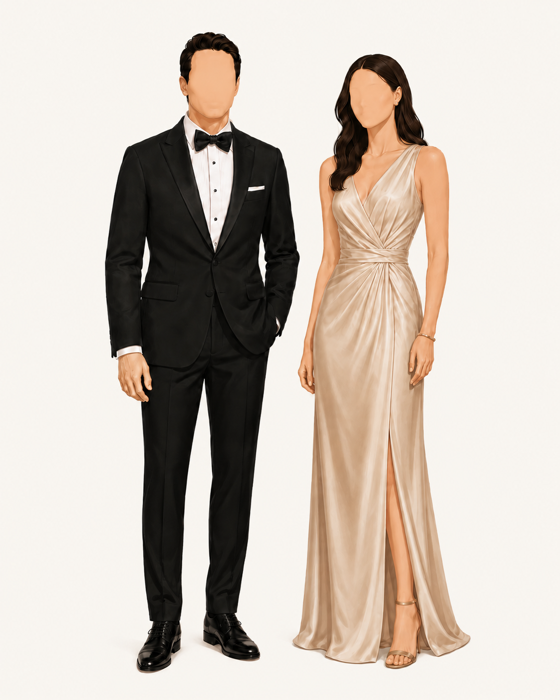 Formal wedding attire sample for members of the entourage